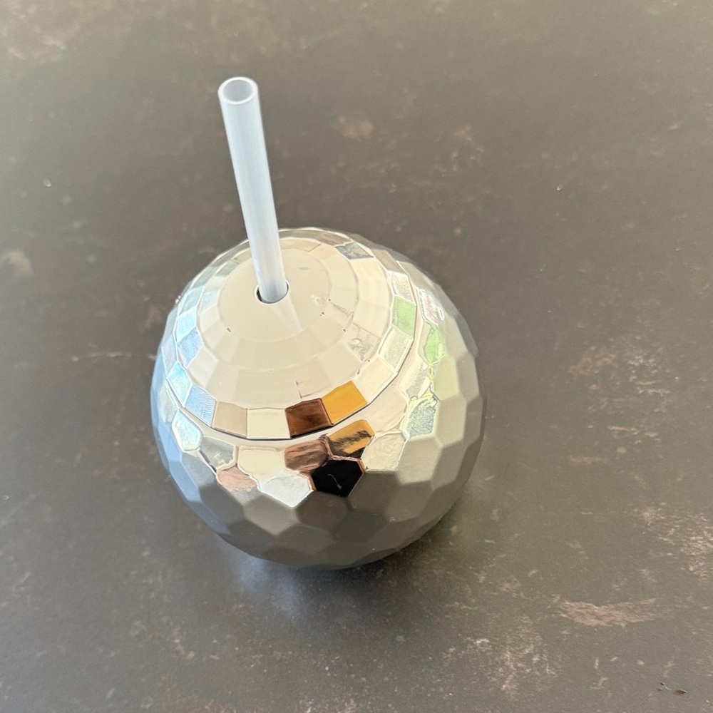 Silver Disco Ball Tumbler with Straw